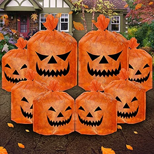 FUNPENY 8 Pack Halloween Pumpkin Leaf Bags, Jack O Lantern Fall Trash Leaf Lawn Bags For Leaves Decorations Outdoor Yard Garden Decor, Set Of 8 (2 Large And 6 Small) 4 FUNPENY 8 Pack Halloween Pumpkin Leaf Bags, Jack O Lantern Fall Trash Leaf Lawn Bags For Leaves Decorations Outdoor Yard Garden Decor, Set Of 8 (2 Large And 6 Small) - Image 4