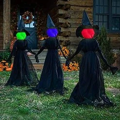 FUNPENY Halloween Decorations, 63 Inch Light-Up Halloween Witches With Stakes For Outdoor Halloween Party Yard Home Outside Decor, Set Of 3 -Funpeny Shop 61XXvKwQkbL