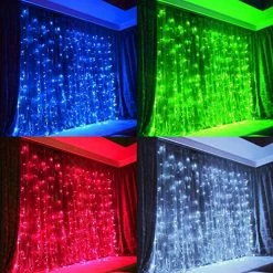FUNPENY 300 LED Window Curtain Lights, 4 Lighting Modes Fairy Copper Lights With Remote, USB Powered RGB Color Changing String Icicle Lights For Indoor Outdoor Christmas Wedding Party Decor 15 FUNPENY 300 LED Window Curtain Lights, 4 Lighting Modes Fairy Copper Lights With Remote, USB Powered RGB Color Changing String Icicle Lights For Indoor Outdoor Christmas Wedding Party Decor -Funpeny Shop 61XnavJFHHL