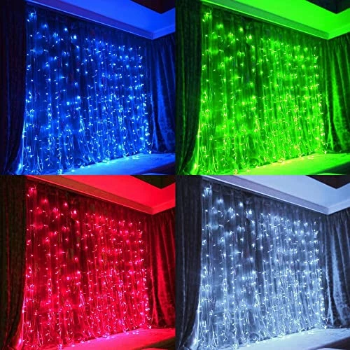 FUNPENY 300 LED Window Curtain Lights, 4 Lighting Modes Fairy Copper Lights With Remote, USB Powered RGB Color Changing String Icicle Lights For Indoor Outdoor Christmas Wedding Party Decor 5 FUNPENY 300 LED Window Curtain Lights, 4 Lighting Modes Fairy Copper Lights With Remote, USB Powered RGB Color Changing String Icicle Lights For Indoor Outdoor Christmas Wedding Party Decor - Image 5