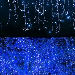 FUNPENY Icicle Lights, 360 LED Icicle Snow Falling Christmas Lights Outdoor Raindrop Lights, Xmas Wedding Party Tree Holiday Decorations (Blue) -Funpeny Shop 61YZgqoM4VL 2
