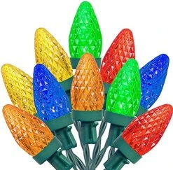 FUNPENY 50 LED C7 Christmas Lights Outdoor, 24.5 FT Extendable Waterproof Fairy String Light Green Wire For Xmas Indoor Patio Tree Party Holidy Wedding House Decorations (Multi-Colored) -Funpeny Shop 61nPYd dvFL. AC