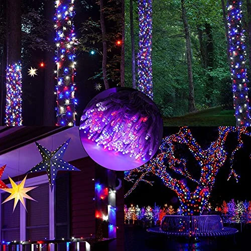 FUNPENY 300 LED Indoor String Lights, 100 FT Plug In Waterproof String Lights With 8 Modes For Halloween Thanksgiving Christmas Garden Decoration, Indoor And Outdoor Decoration (Blue, Red And White) 6 FUNPENY 300 LED Indoor String Lights, 100 FT Plug In Waterproof String Lights With 8 Modes For Halloween Thanksgiving Christmas Garden Decoration, Indoor And Outdoor Decoration (Blue, Red And White) - Image 6