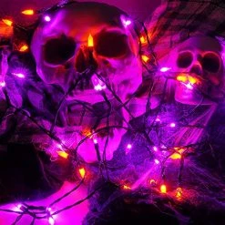 FUNPENY Halloween 50 LED Clear Mini String Lights, 16 FT Battery Operated Waterproof Fairy Lights With 8 Lighting Modes, Indoor Outdoor Garden Decorations(Purple & Orange,2 Pack) -Funpeny Shop 61prMsgUpYL