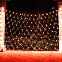 FUNPENY Halloween 200 LED Net Lights, 9.8ft X 6.6ft 8 Modes Waterproof Connectable Halloween Decorations For Outdoor Garden Party Decor (Orange) -Funpeny Shop 61s1OH4IH8L