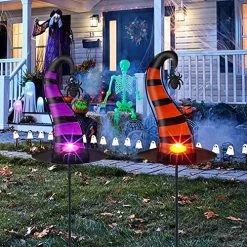 FUNPENY 2 Pack Halloween Glass Garden Stakes, Witch Hat Metal Halloween Yard Sign Candle Holder Decorations For Outside Pathway Driveway Lawn Decor 12 FUNPENY 2 Pack Halloween Glass Garden Stakes, Witch Hat Metal Halloween Yard Sign Candle Holder Decorations For Outside Pathway Driveway Lawn Decor -Funpeny Shop 61tXS79BNuL