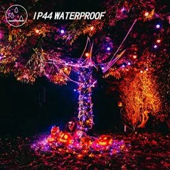 FUNPENY Halloween 50 LED Clear Mini String Lights, 16 FT Battery Operated Waterproof Fairy Lights With 8 Lighting Modes, Indoor Outdoor Garden Decorations(Purple & Orange,2 Pack) -Funpeny Shop 61vfgI5B4pL
