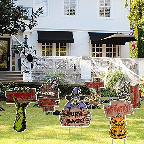 FUNPENY Halloween 6 Pcs Yard Signs With Stakes, Outdoor Waterproof Zombie Pumpkin Witch Party Garden Lawn Decorations Supplies 5 FUNPENY Halloween 6 Pcs Yard Signs With Stakes, Outdoor Waterproof Zombie Pumpkin Witch Party Garden Lawn Decorations Supplies - Image 5
