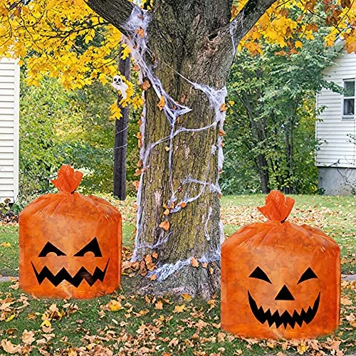FUNPENY 8 Pack Halloween Pumpkin Leaf Bags, Jack O Lantern Fall Trash Leaf Lawn Bags For Leaves Decorations Outdoor Yard Garden Decor, Set Of 8 (2 Large And 6 Small) 6 FUNPENY 8 Pack Halloween Pumpkin Leaf Bags, Jack O Lantern Fall Trash Leaf Lawn Bags For Leaves Decorations Outdoor Yard Garden Decor, Set Of 8 (2 Large And 6 Small) - Image 6