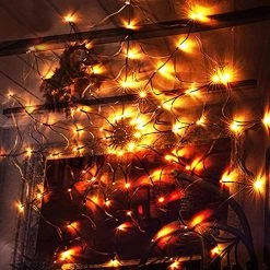 FUNPENY Halloween 80 LED Orange Spider Web Lights With Spider, 8 Modes Light Up Cobweb Halloween Decorations For Indoor Ourdoor Garden Yard Home Patio (Orange) -Funpeny Shop 61xxRkJvrgL