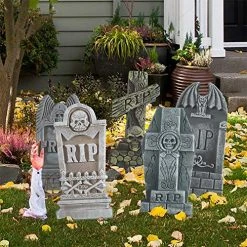 Funpeny Halloween Foam RIP Tombstones, 5 Pack 17" Headstone Decorations For Halloween Graveyard, Yard, Garden, Tombstone Decorations Outdoor -Funpeny Shop 61y2KsATsWL